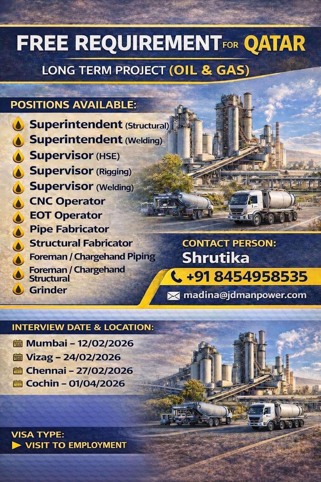 Urgent Requirement For Qatar