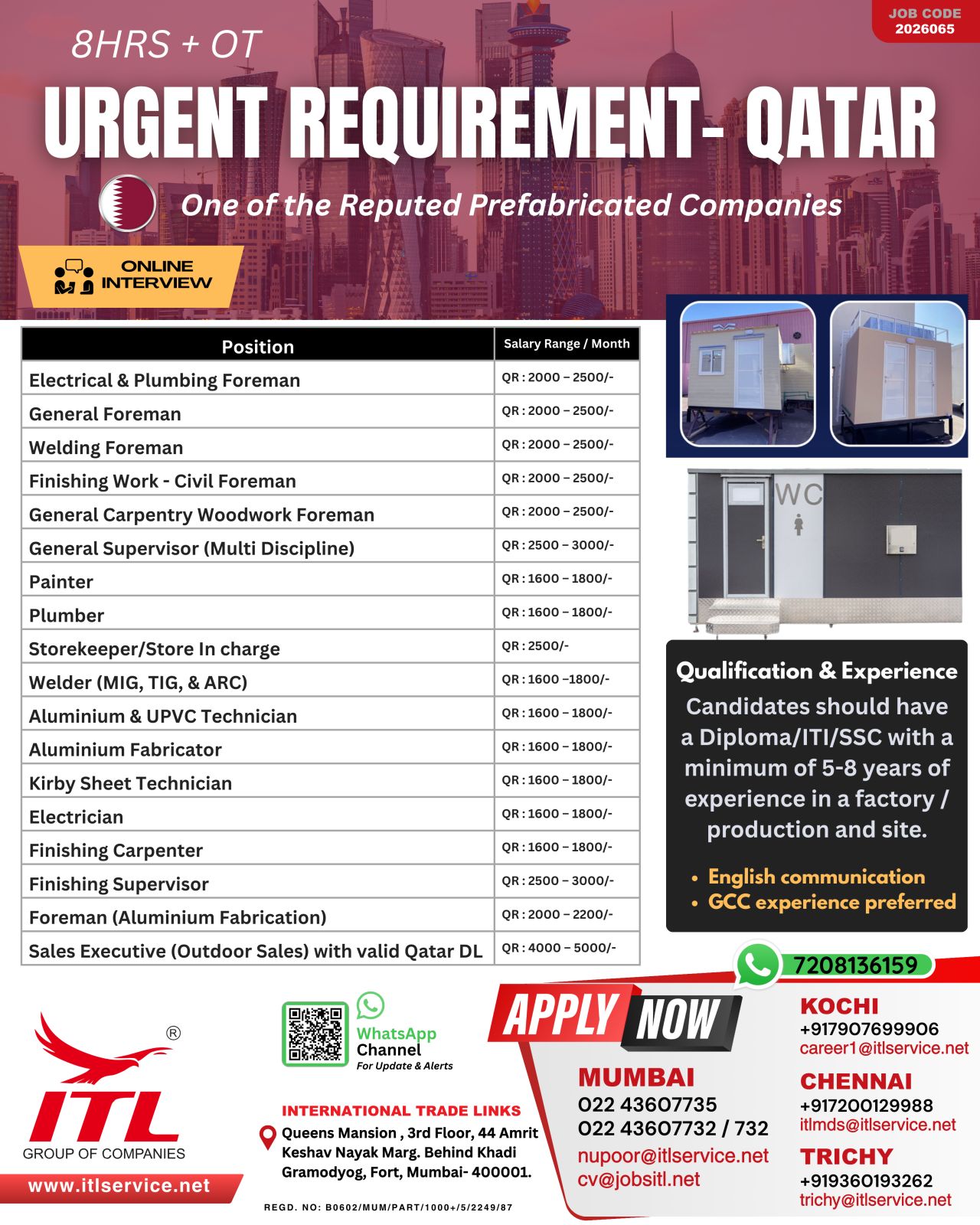 Urgent Requirement For Qatar