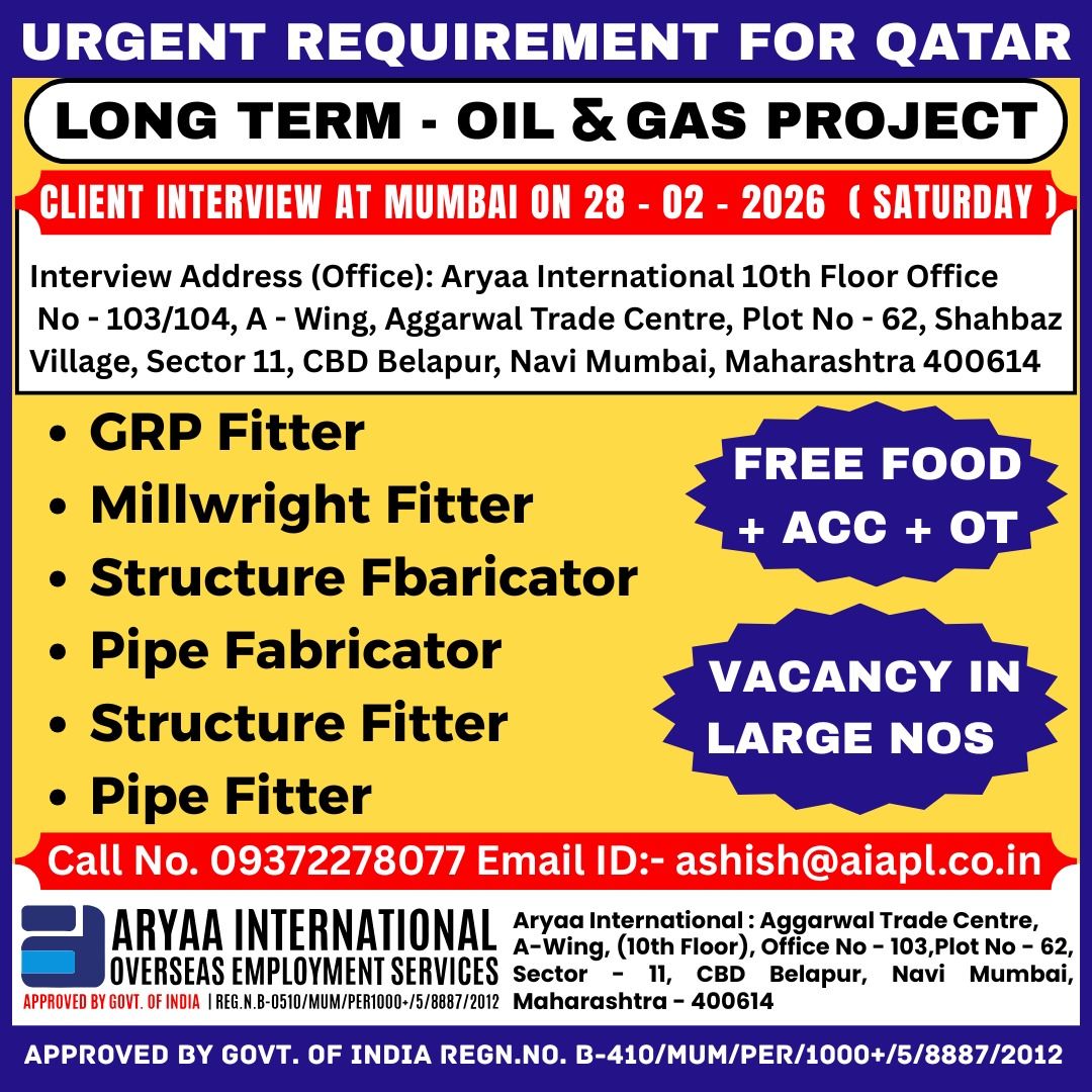 Urgent Requirement For Qatar