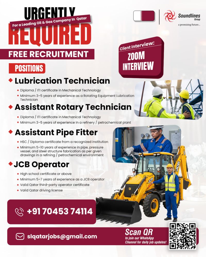 Urgent Requirement For Qatar