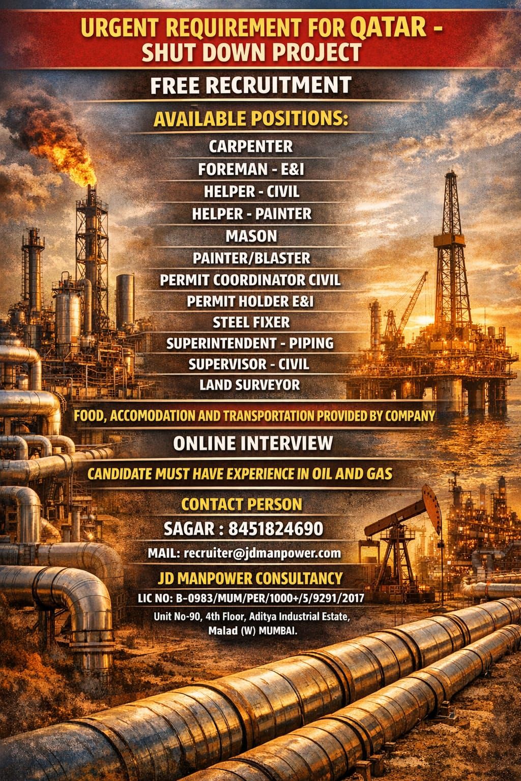 Urgent Requirement For Qatar
