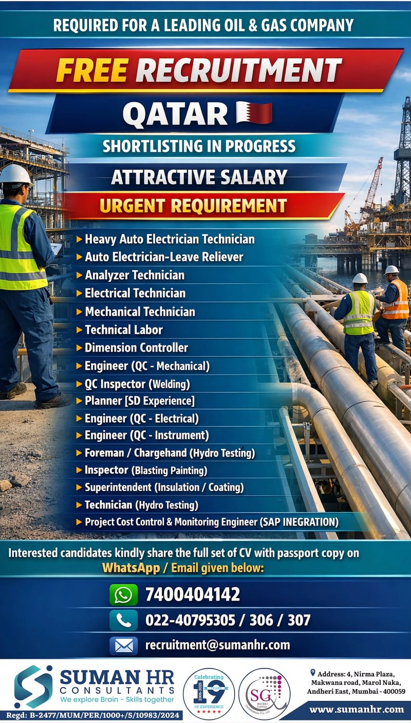 Urgent Requirement for Qatar