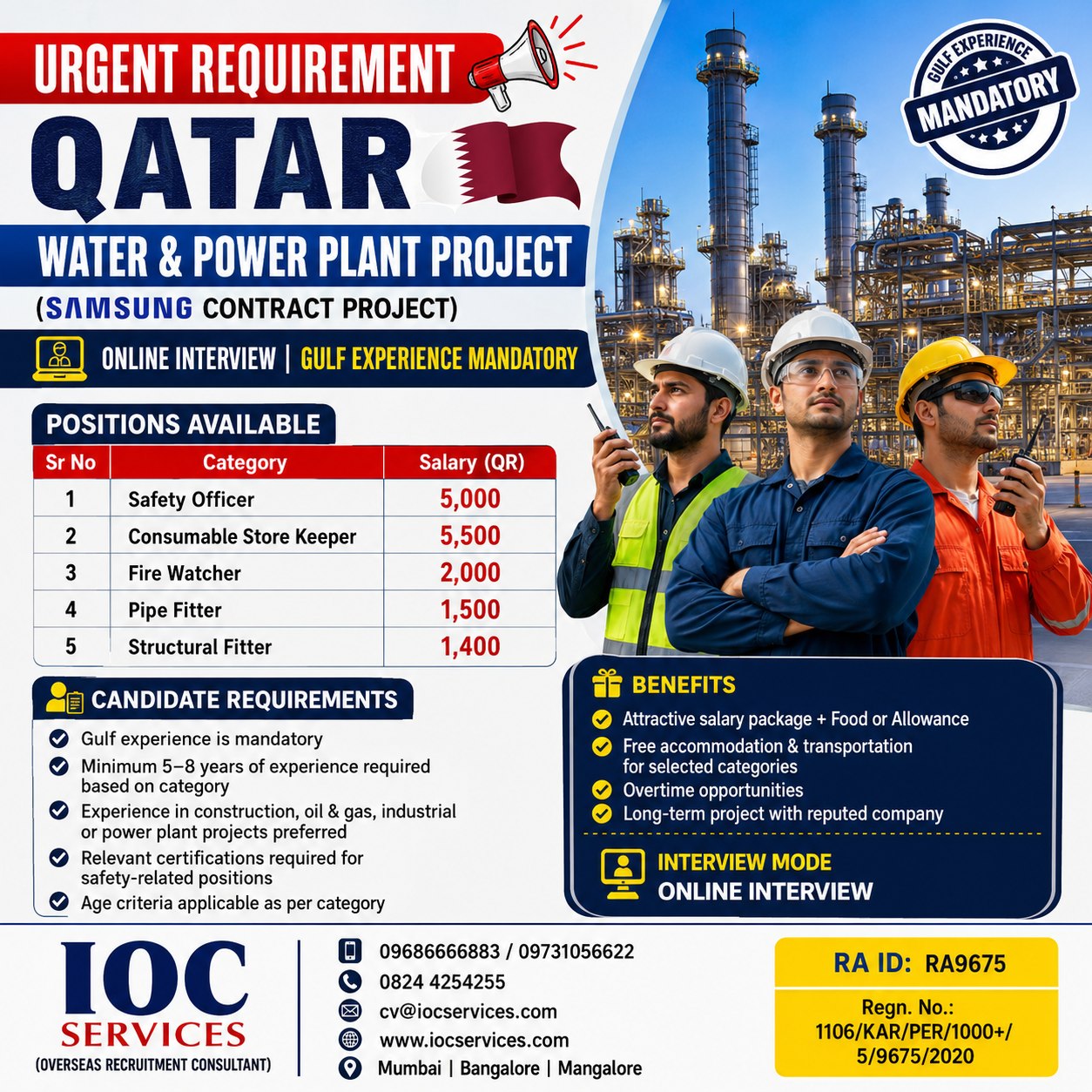 Urgent Requirement For Qatar