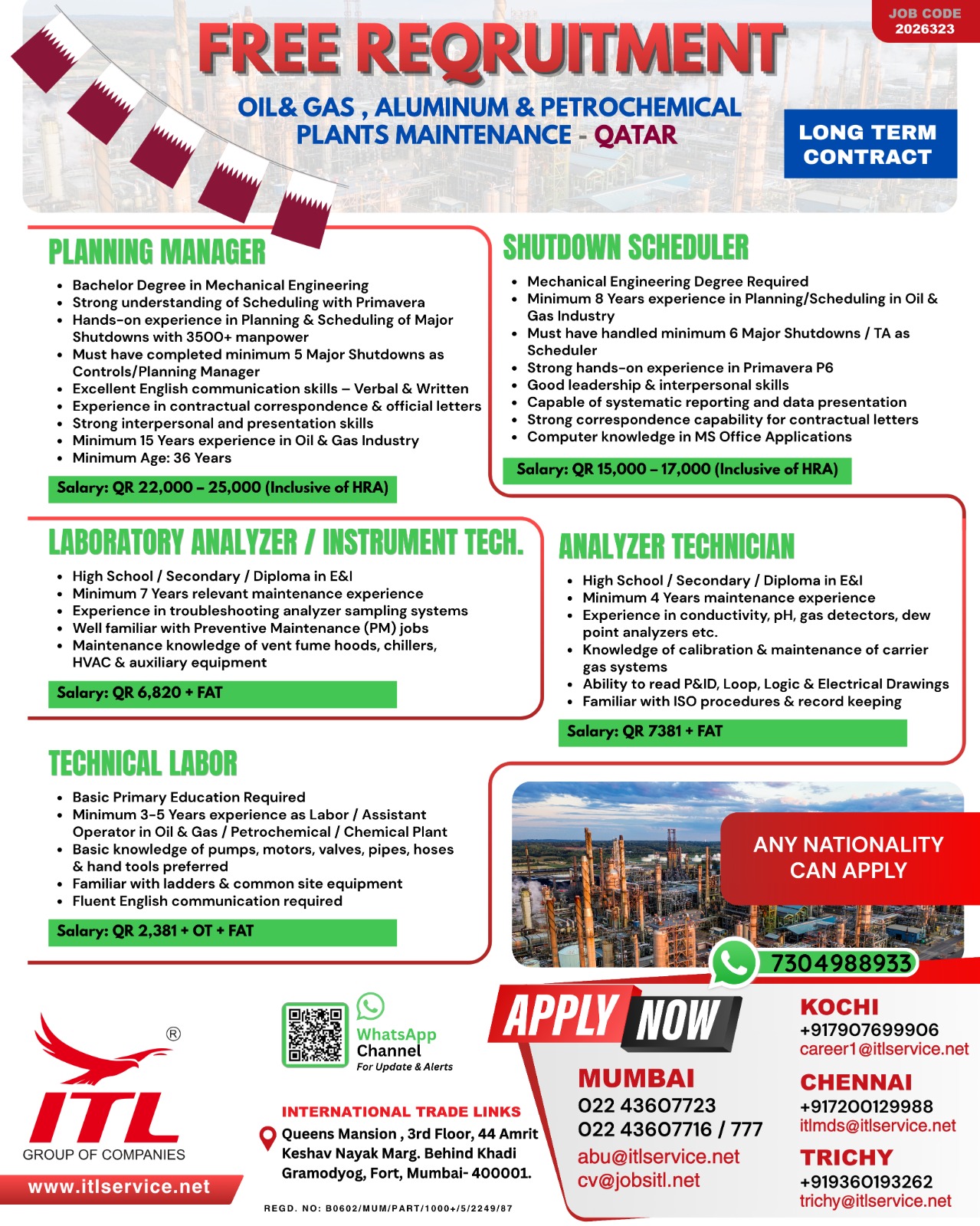 Urgent Requirement For Qatar