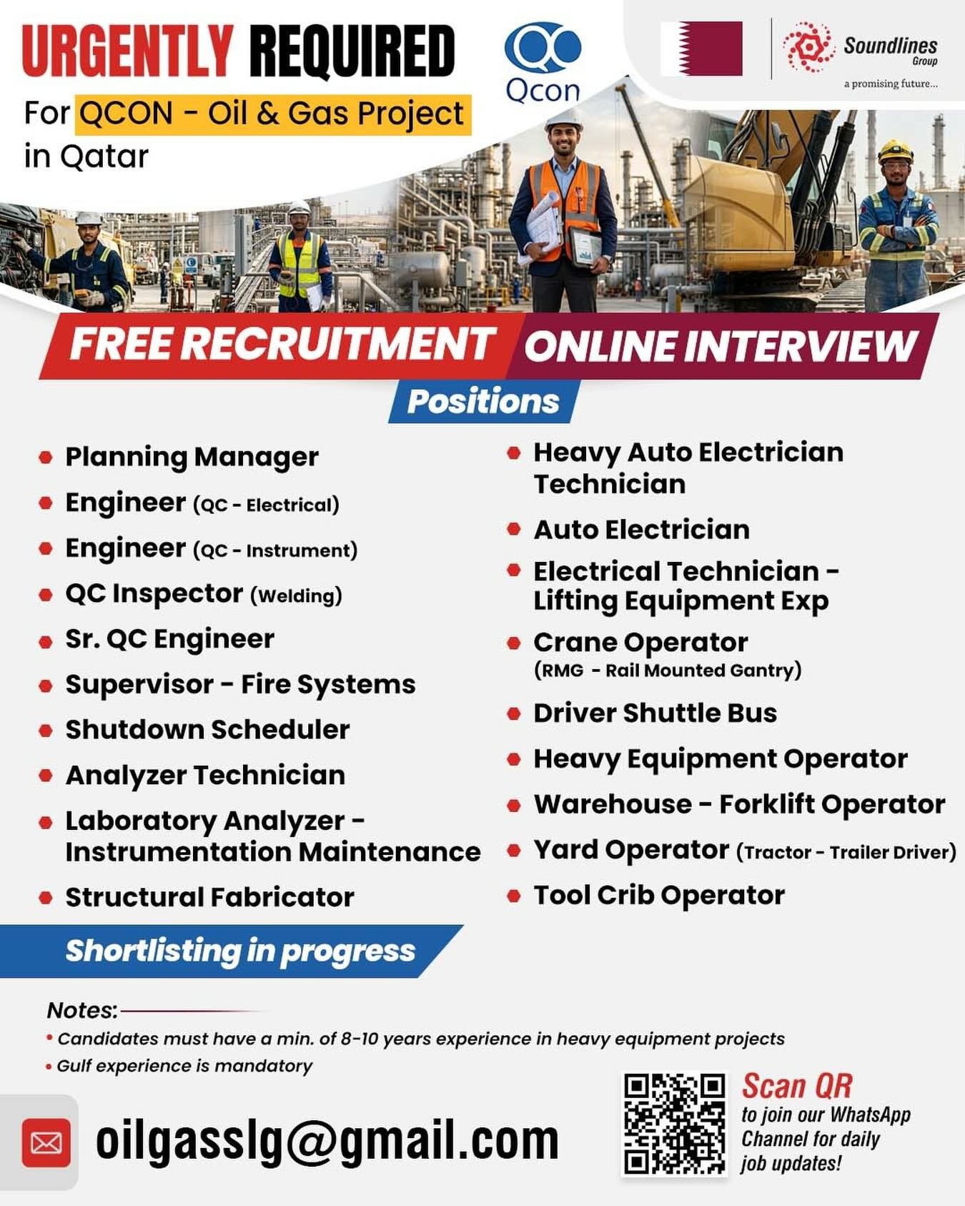 Urgent Requirement For Qatar