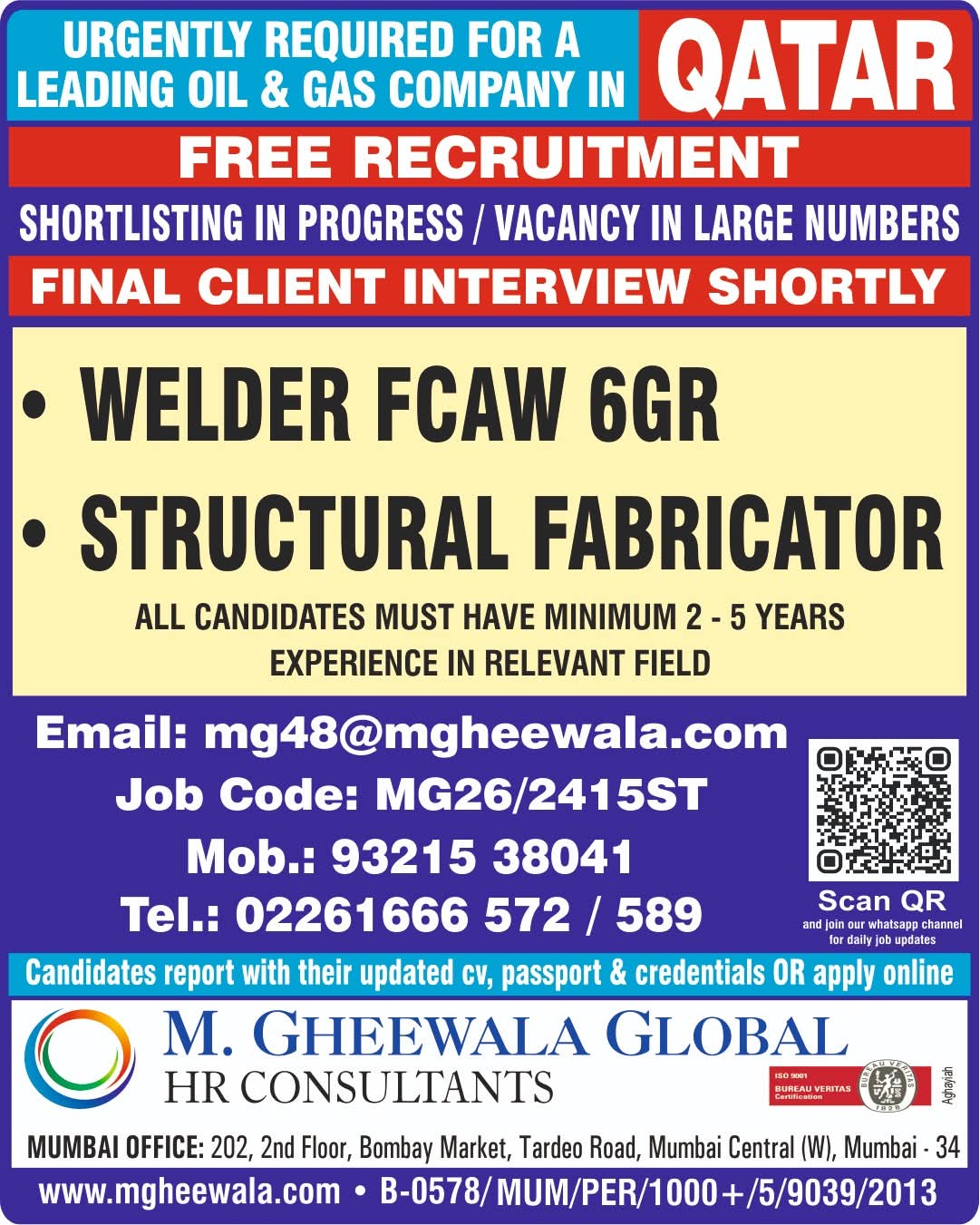 Urgent Requirement For Qatar