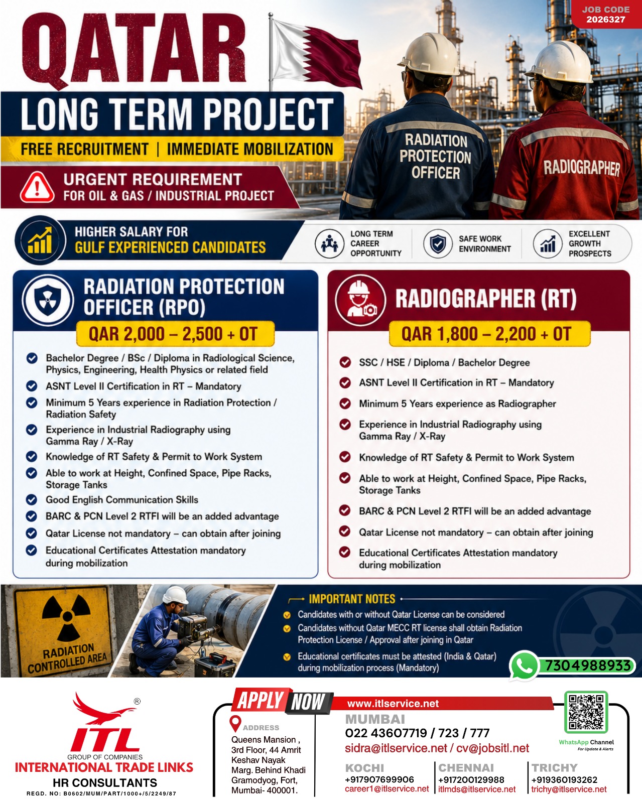 Urgent Requirement For Qatar