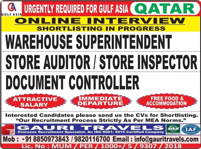 Urgent Requirement For Qatar