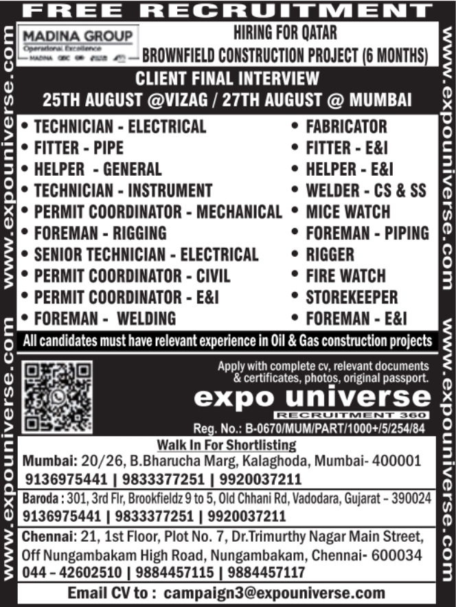 Urgent Requirement for Qatar