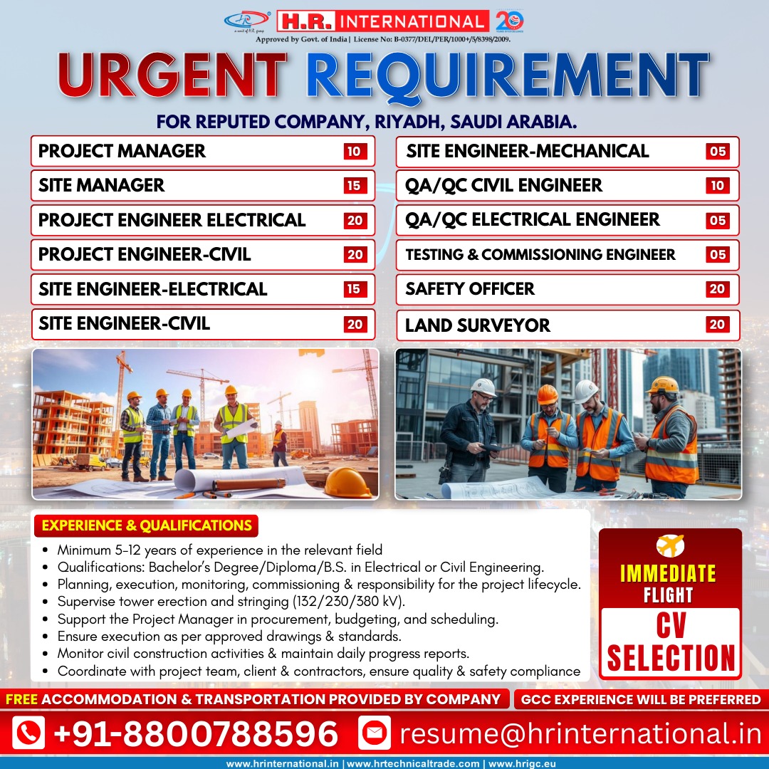 Urgent Requirement For Riyadh