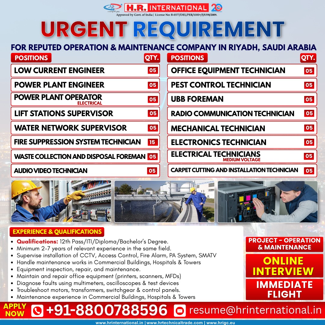 Urgent Requirement For Riyadh