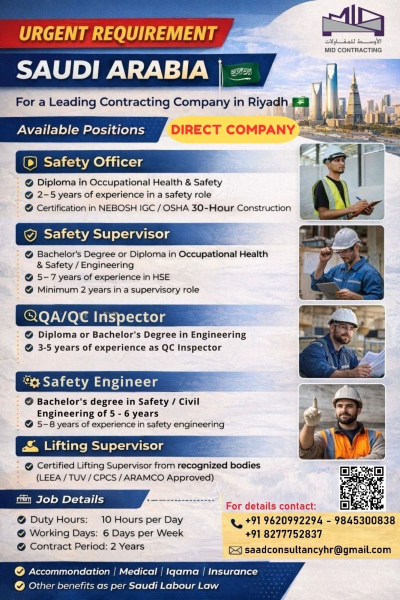 Urgent Requirement For Riyadh