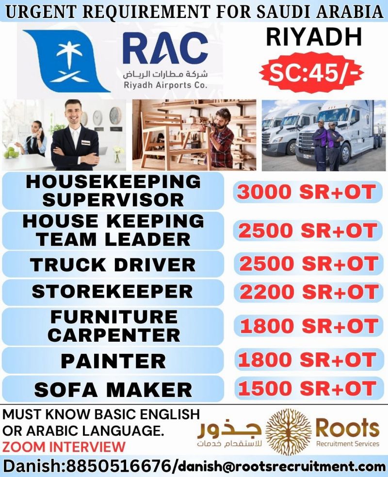 Urgent Requirement For Riyadh