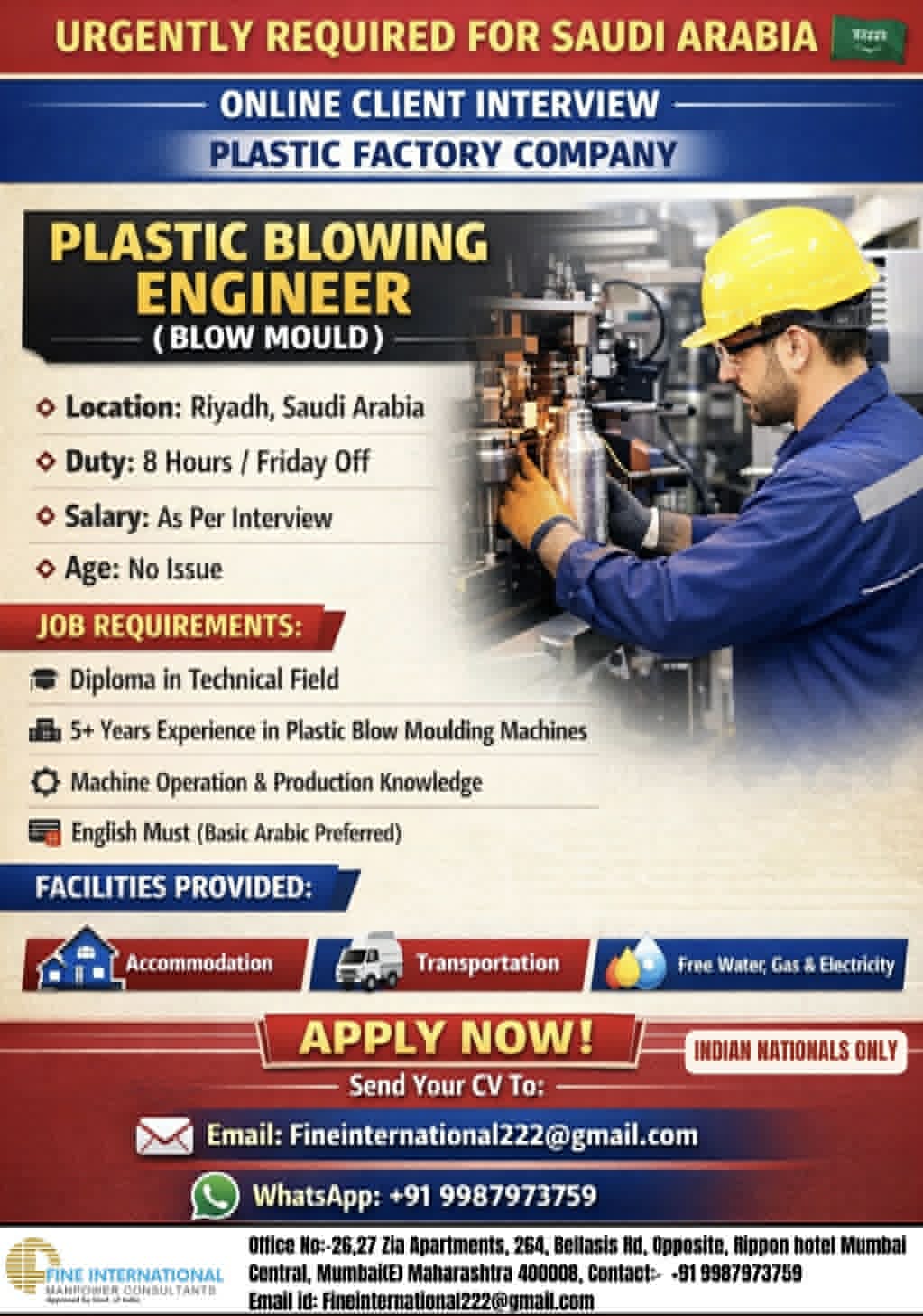 Urgent Requirement For Riyadh