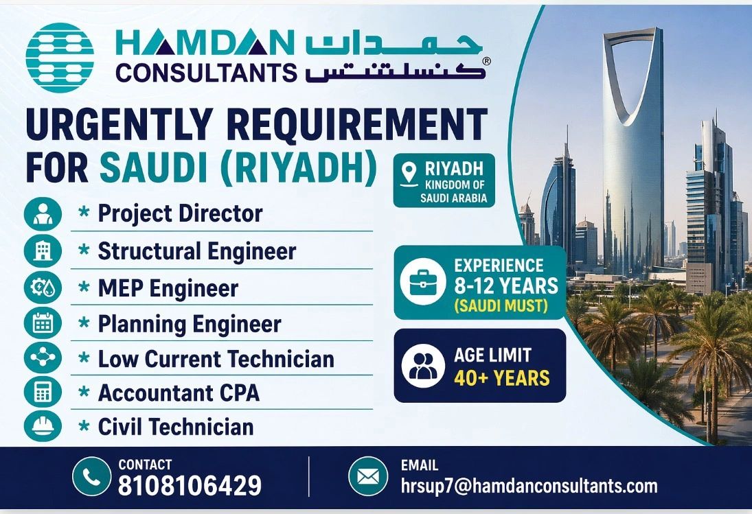 Urgent Requirement For Riyadh