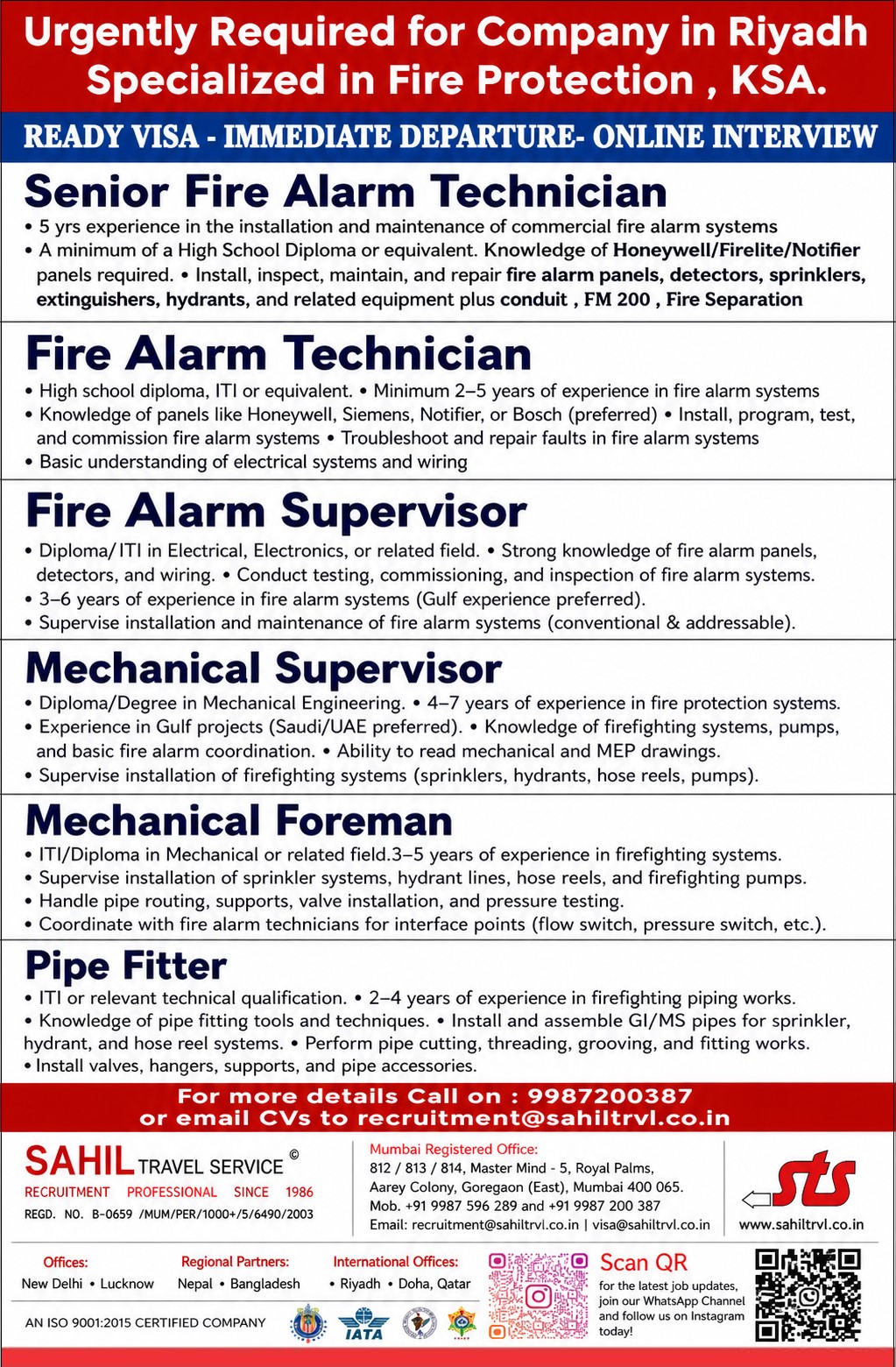 Urgent Requirement For Riyadh