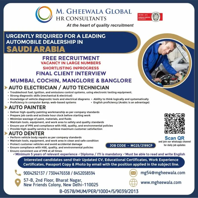 Urgent Requirement For Saudi Arabia