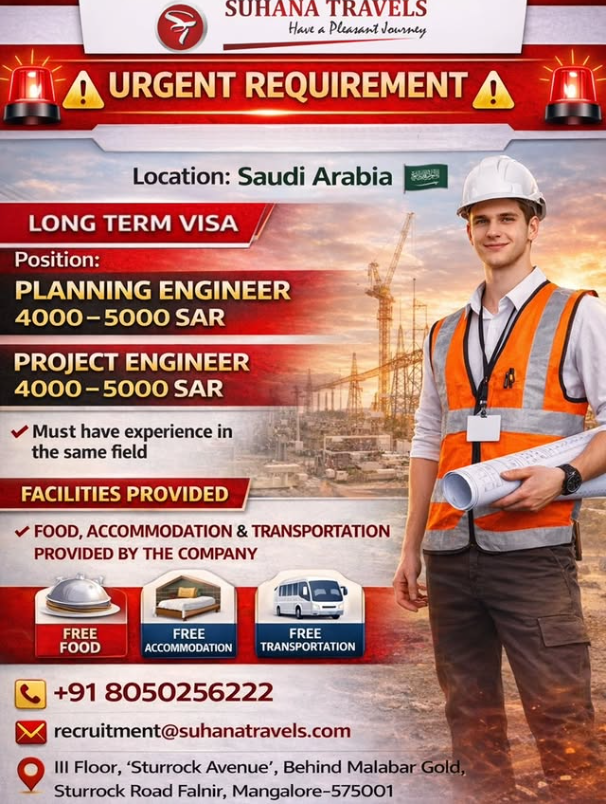 Urgent Requirement For Saudi Arabia
