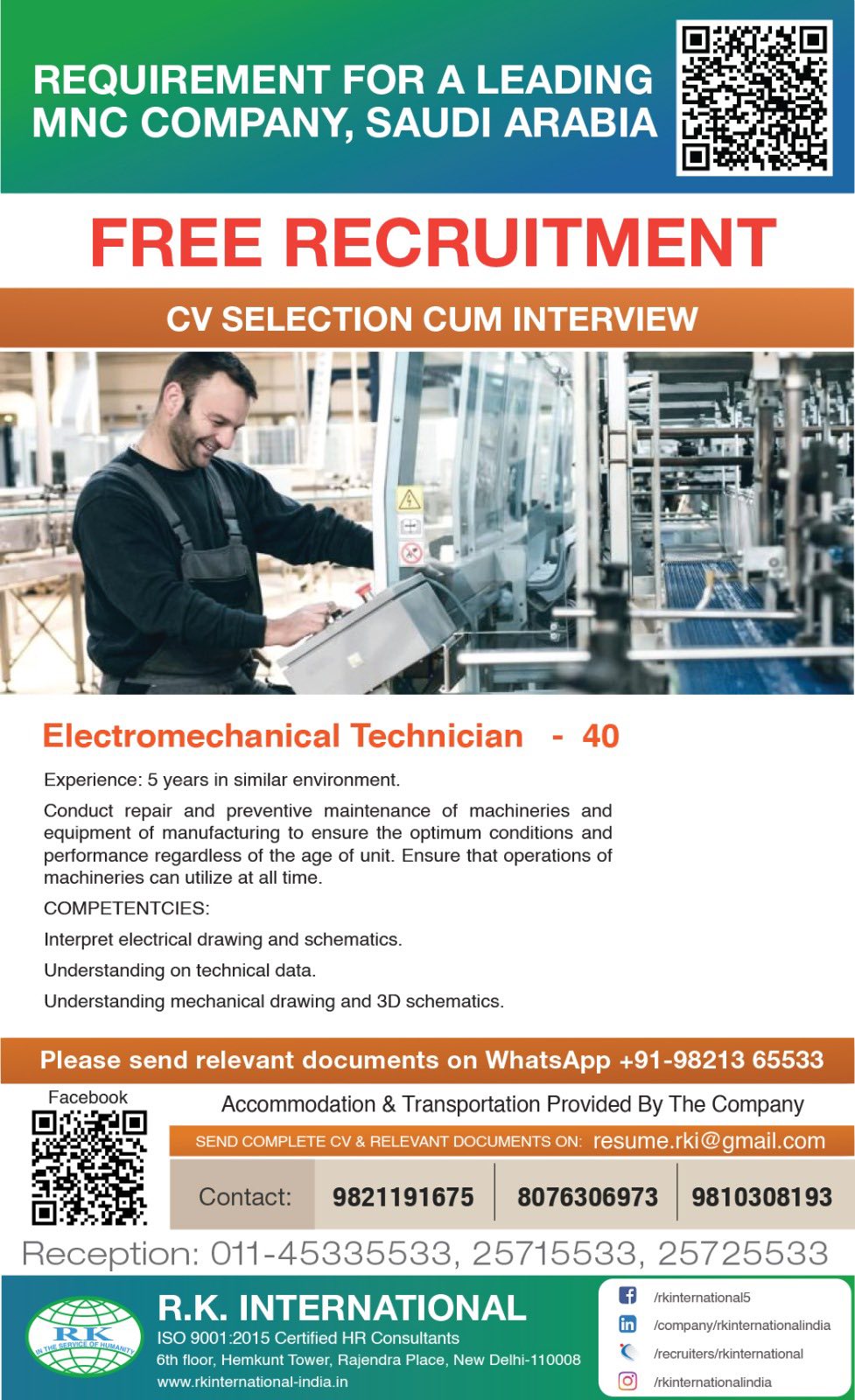 Urgent Requirement For Saudi Arabia