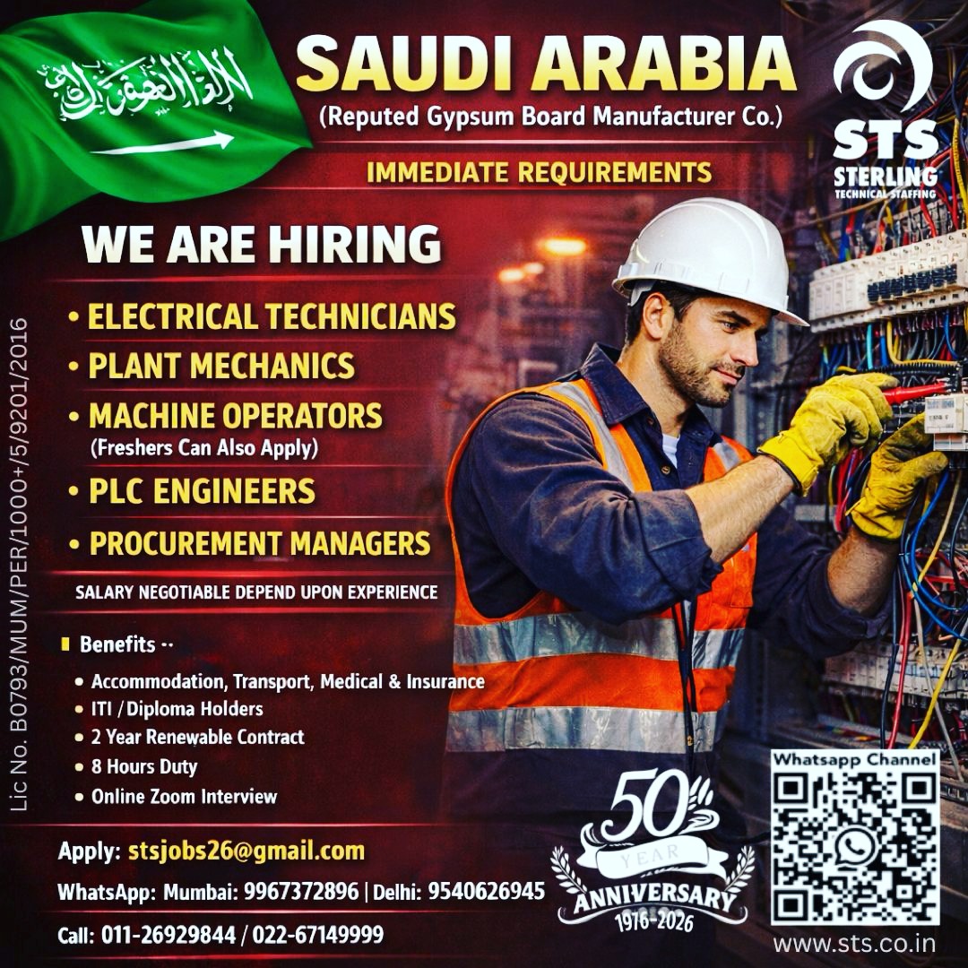 Urgent Requirement for Saudi Arabia