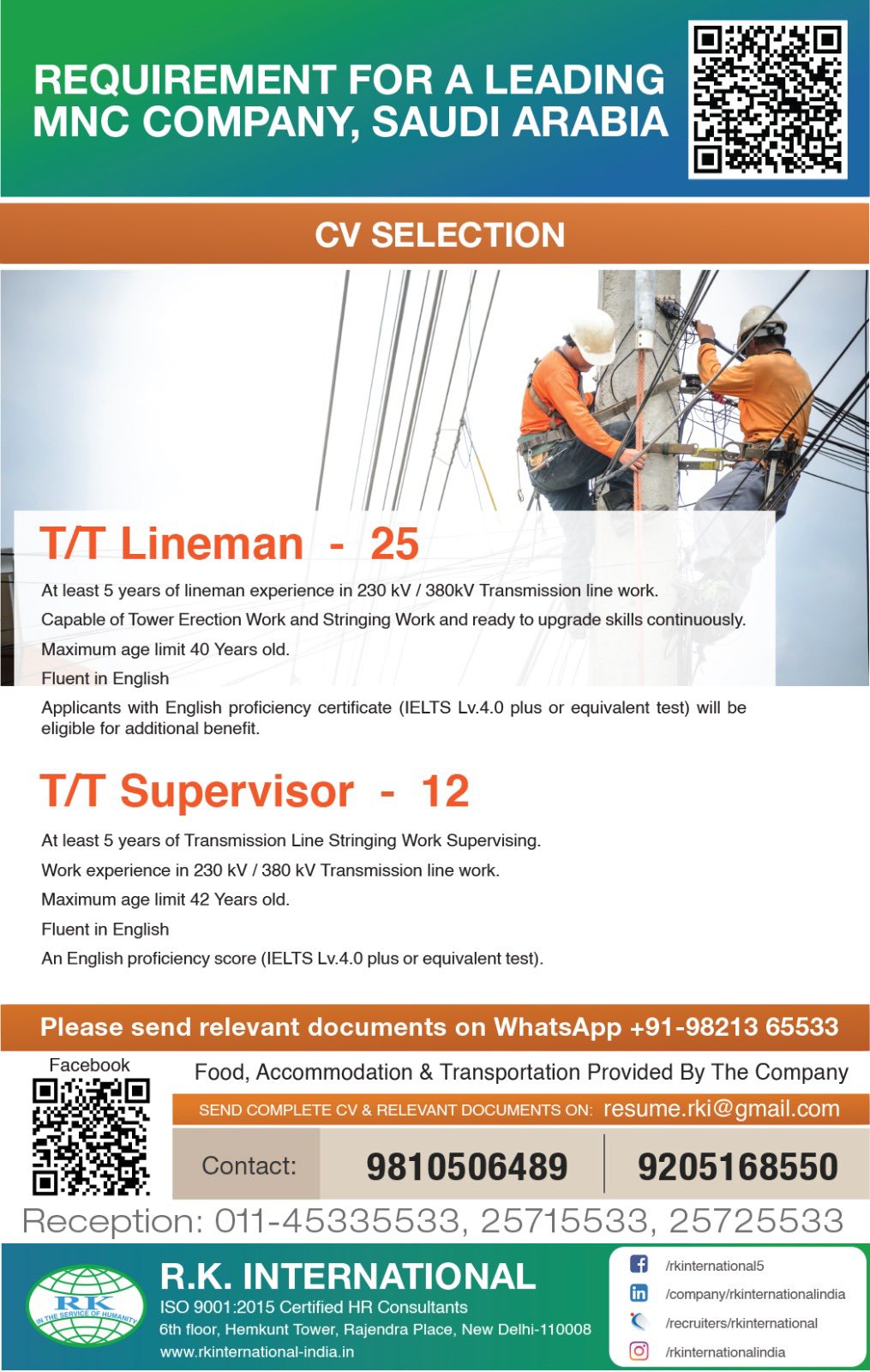 Urgent Requirement For Saudi Arabia