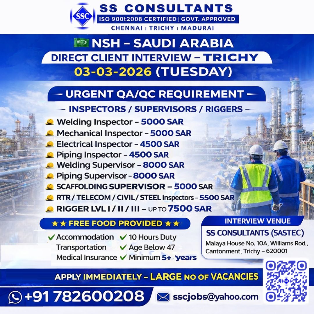 Urgent Requirement For Saudi Arabia