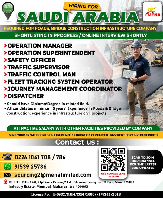 Urgent Requirement for Saudi Arabia