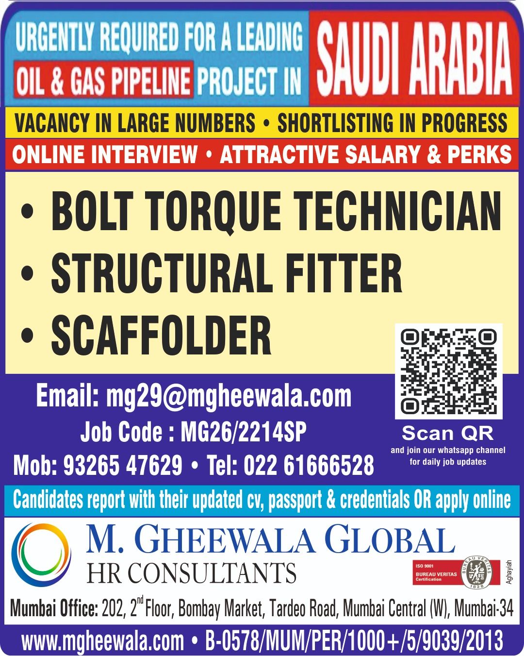 Urgent Requirement For Saudi Arabia