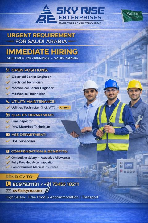 Urgent Requirement For Saudi Arabia