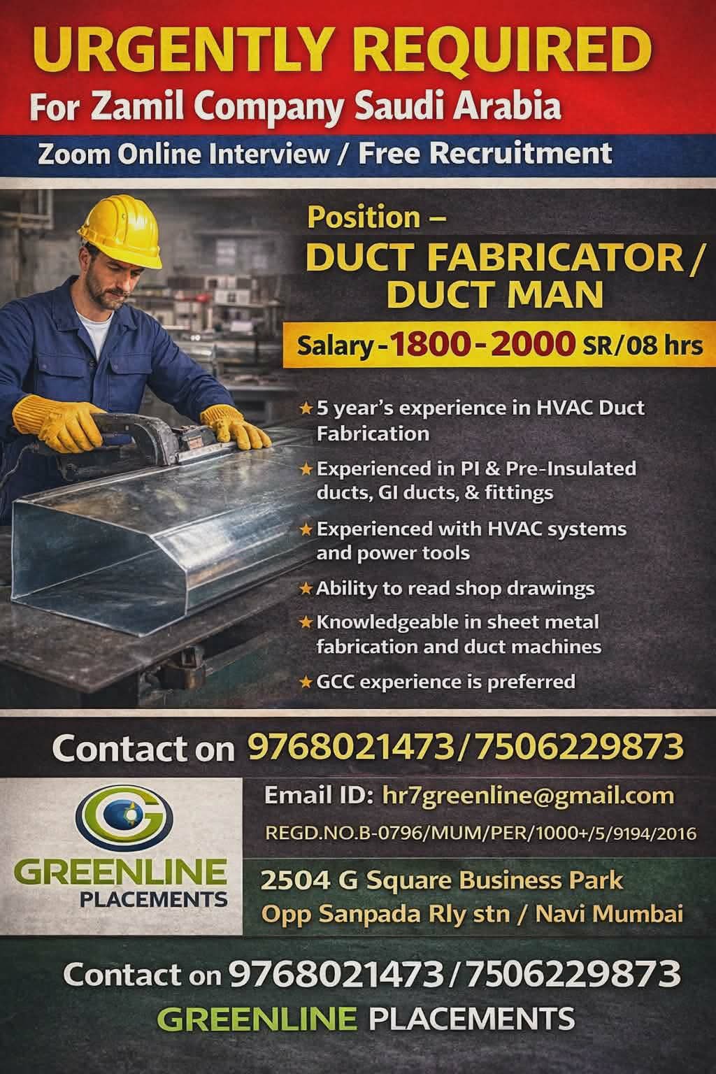 Urgent Requirement For Saudi Arabia