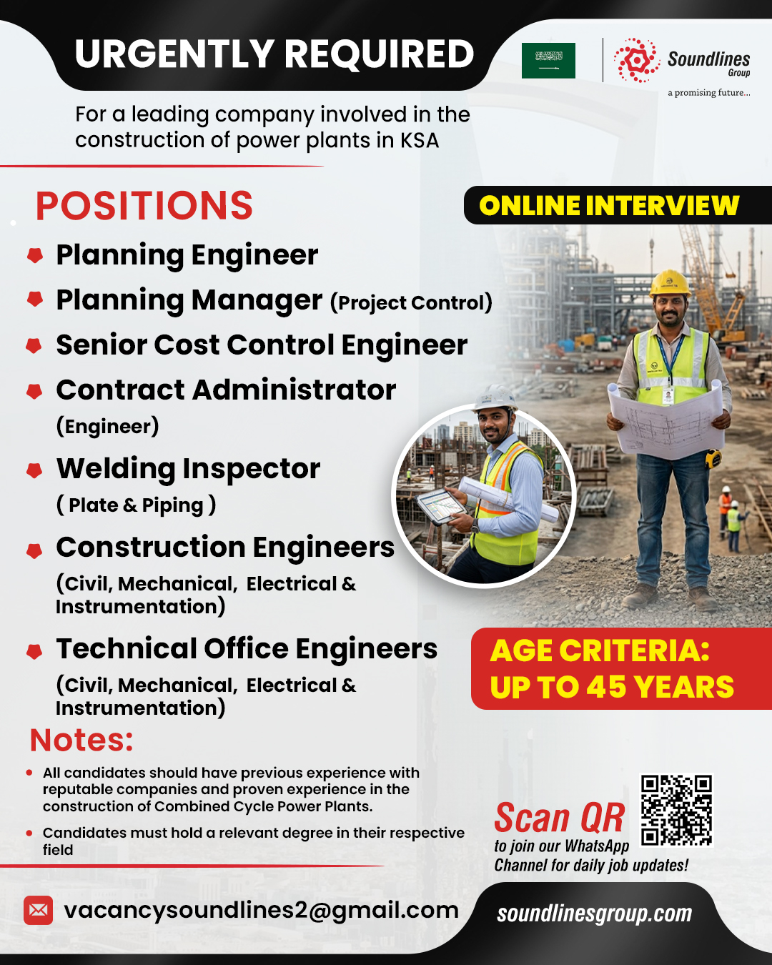 Urgent Requirement For Saudi Arabia