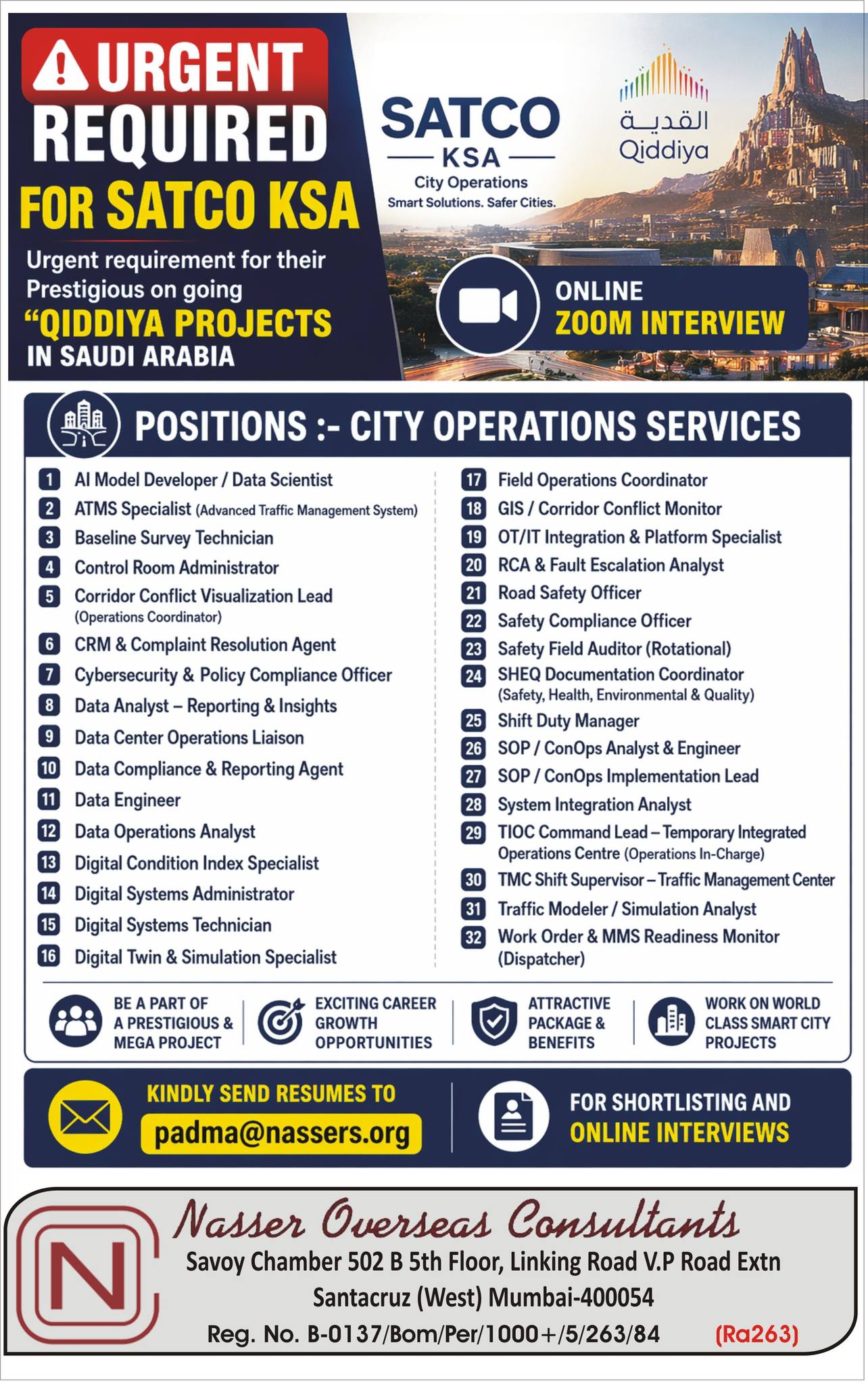 Urgent Requirement For Saudi Arabia