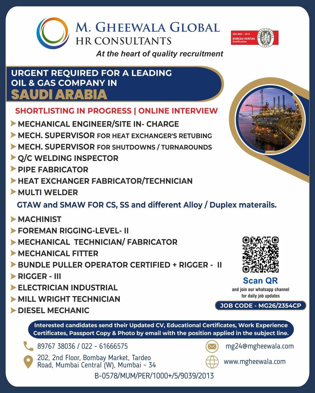 Urgent Requirement For Saudi Arabia