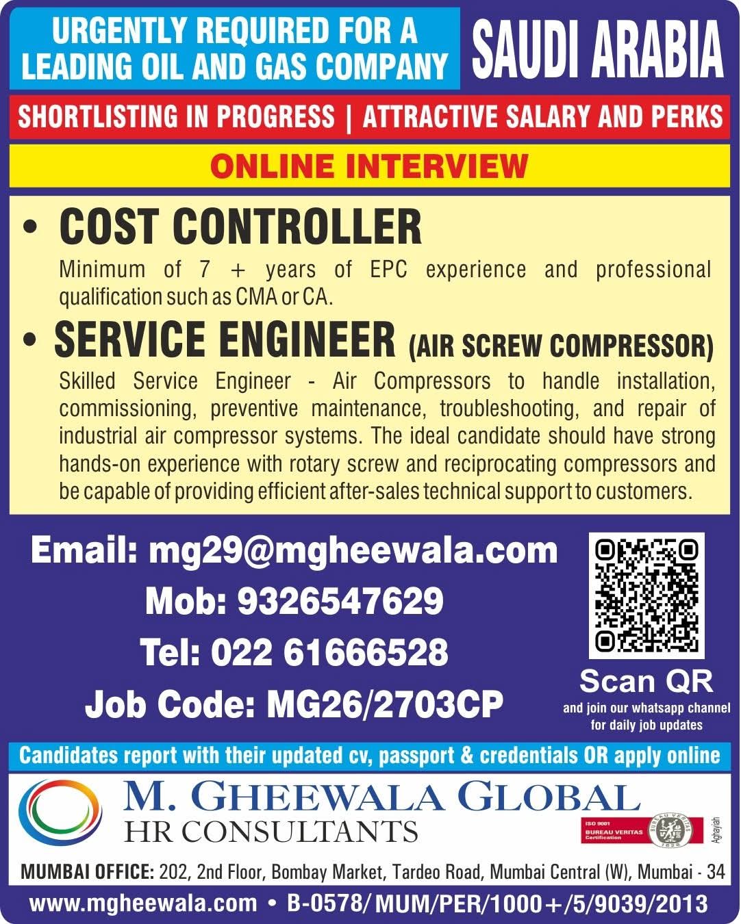 Urgent Requirement For Saudi Arabia