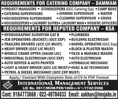 Urgent Requirement For Saudi Arabia