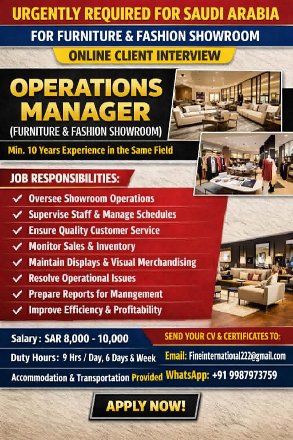 Urgent Requirement For Saudi Arabia