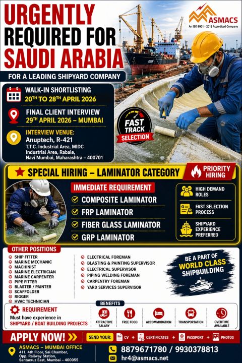 Urgent Requirement For Saudi Arabia