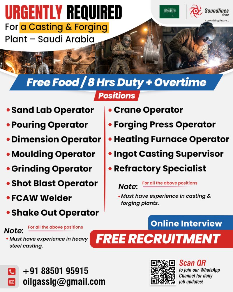 Urgent Requirement For Saudi Arabia