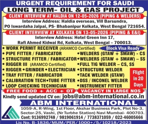 Urgent Requirement For Saudi Arabia