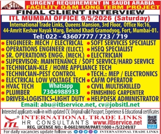 Urgent Requirement For Saudi Arabia