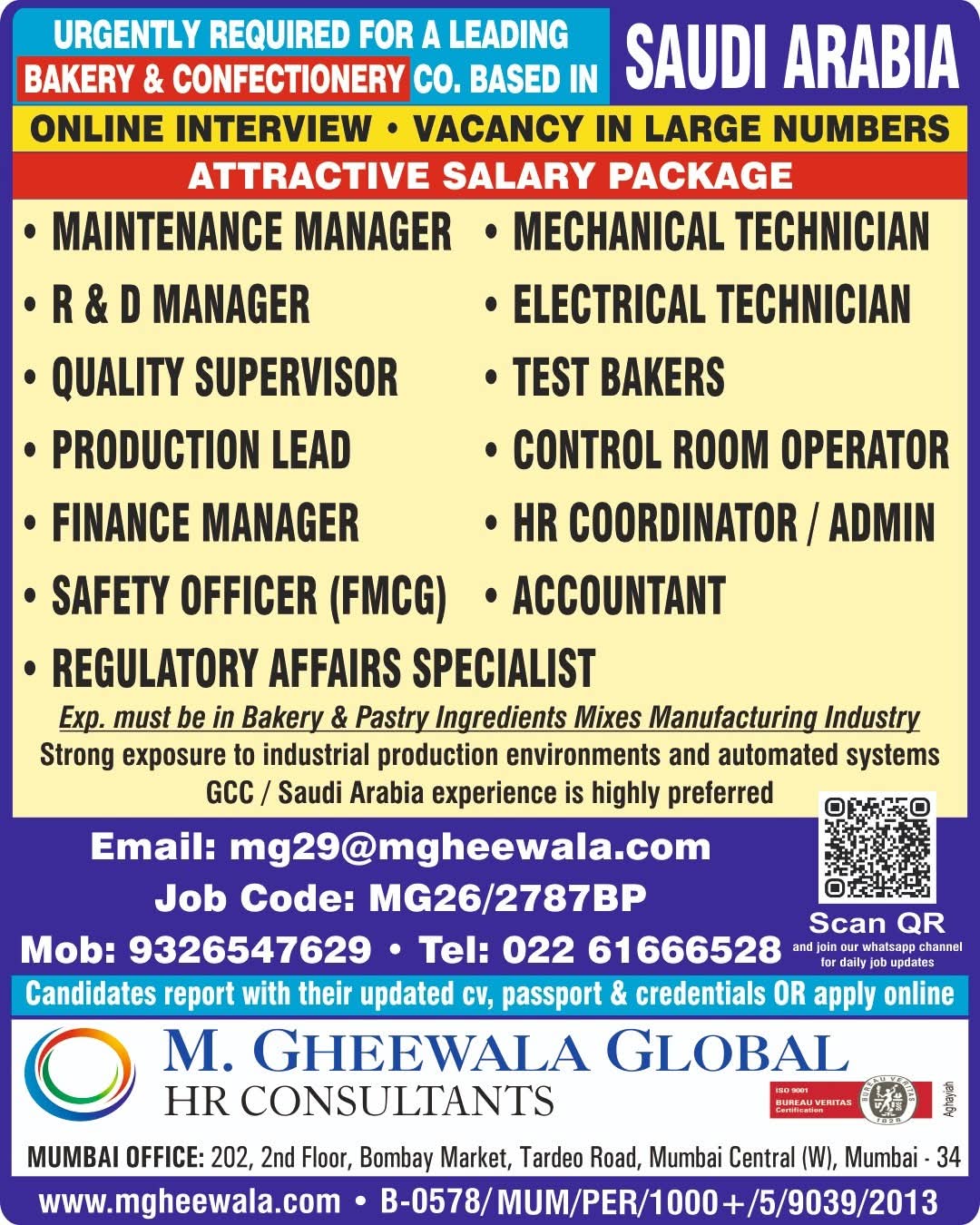 Urgent Requirement For Saudi Arabia