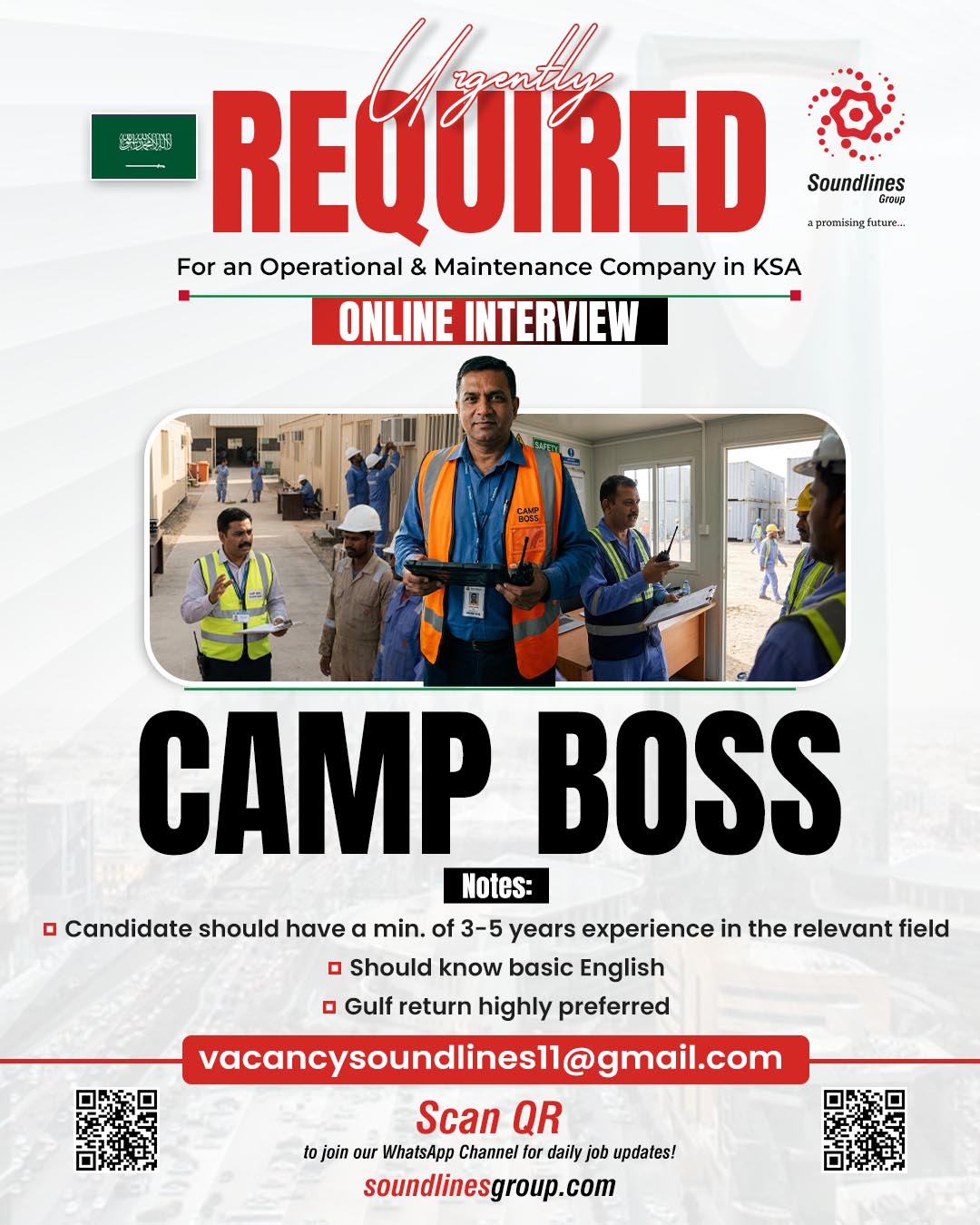 Urgent Requirement For Saudi Arabia
