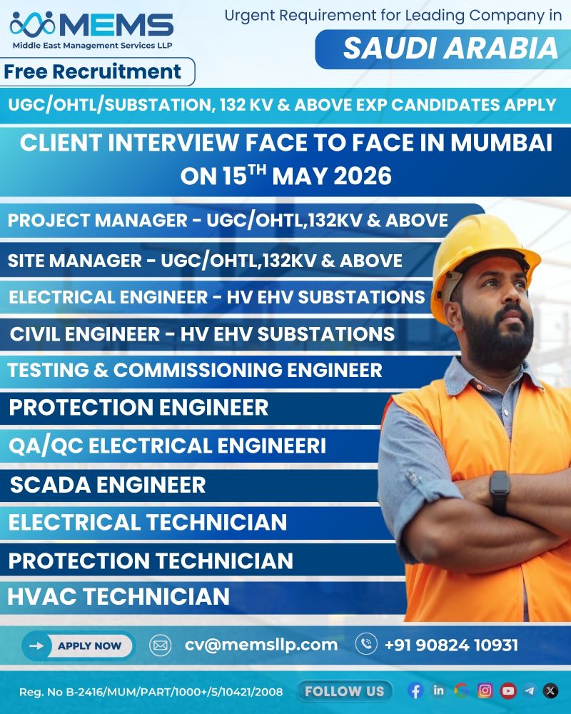 Urgent Requirement For Saudi Arabia