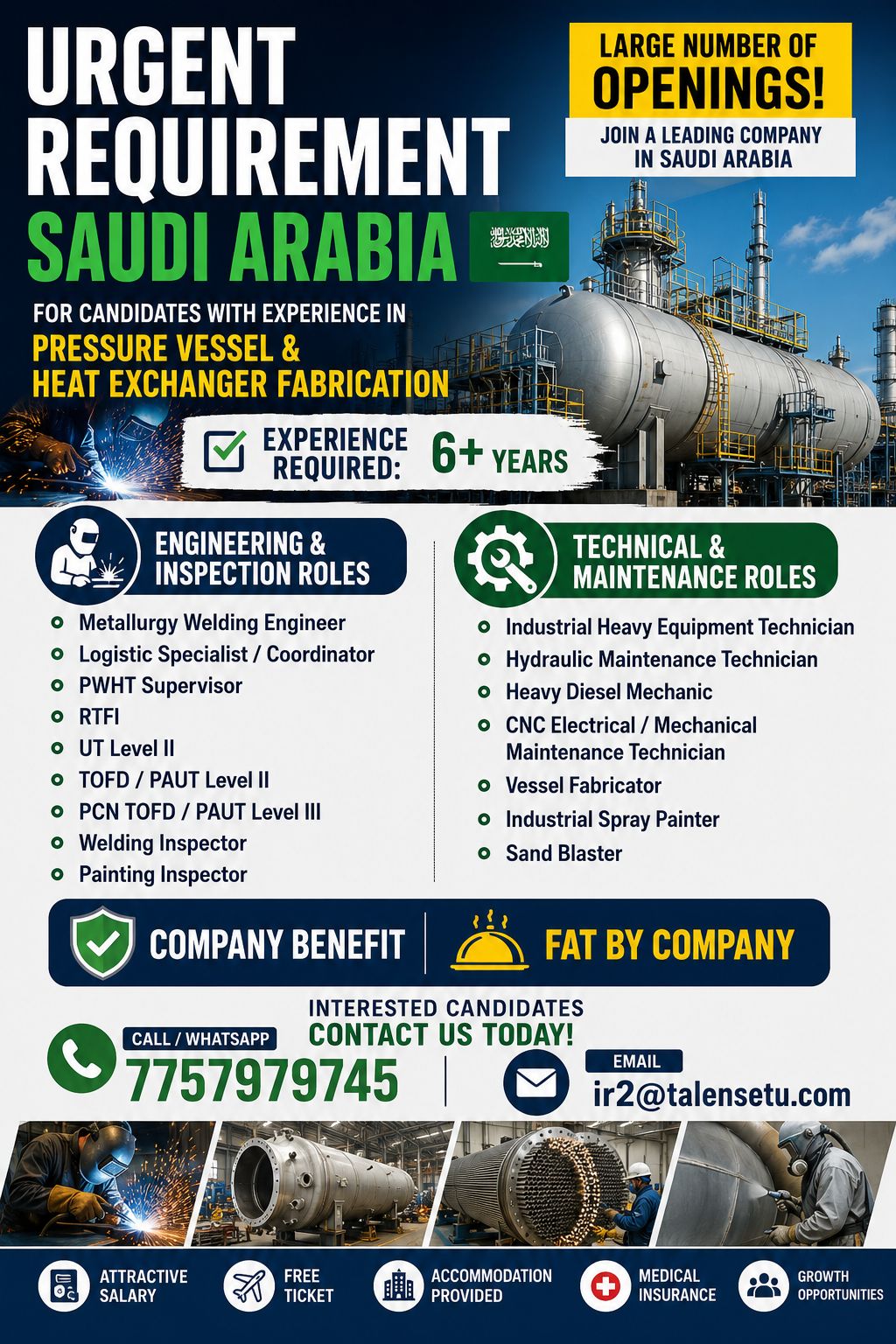 Urgent Requirement For Saudi Arabia