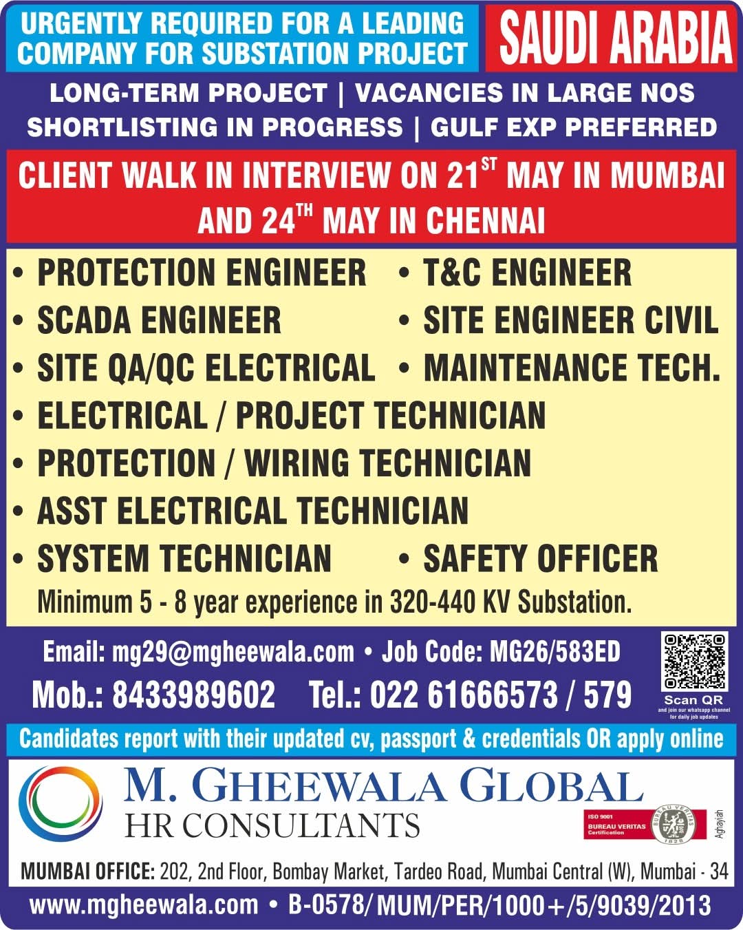 Urgent Requirement For Saudi Arabia