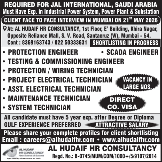 Urgent Requirement For Saudi Arabia