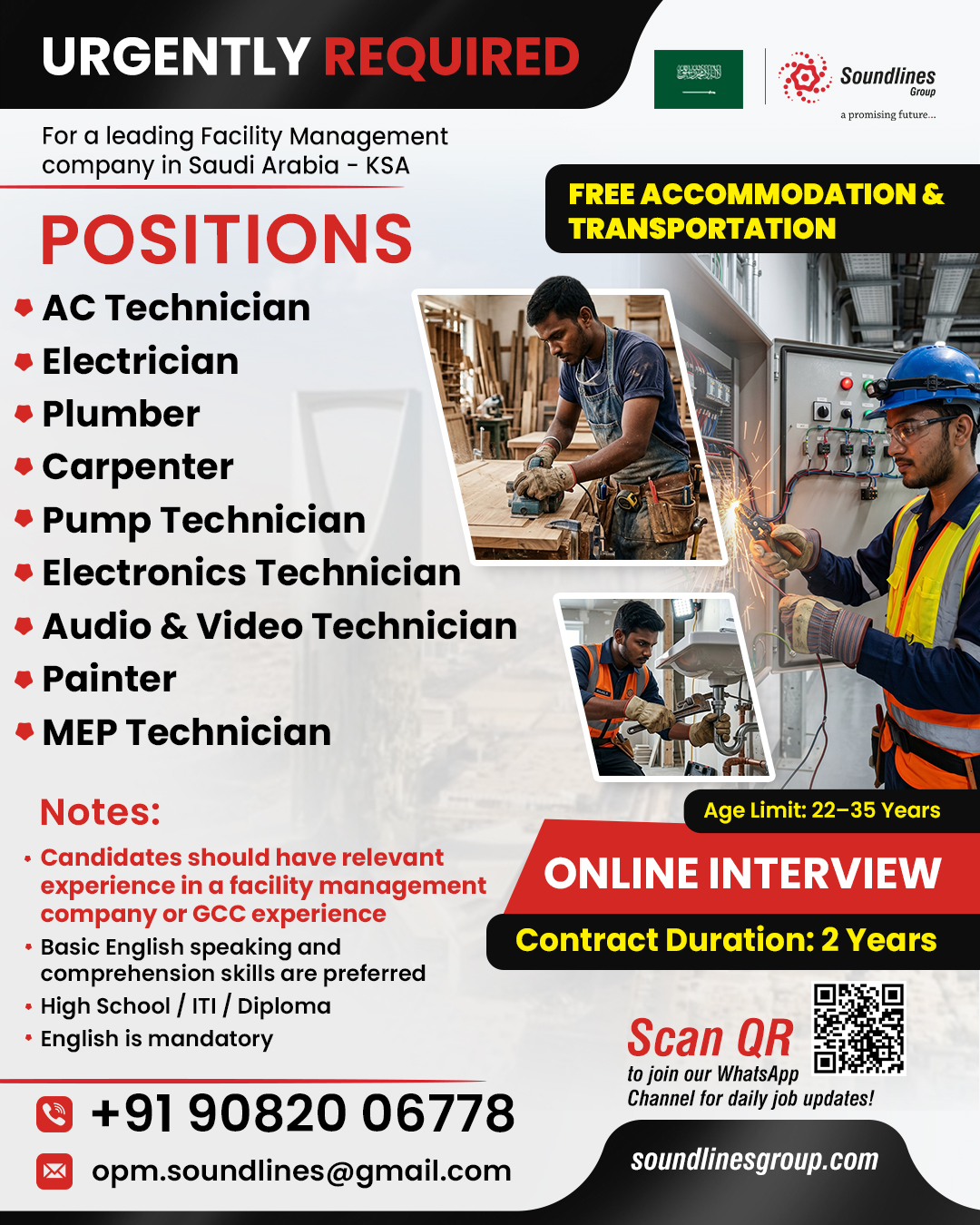Urgent Requirement For Saudi Arabia