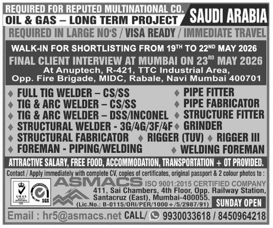 Urgent Requirement For Saudi Arabia