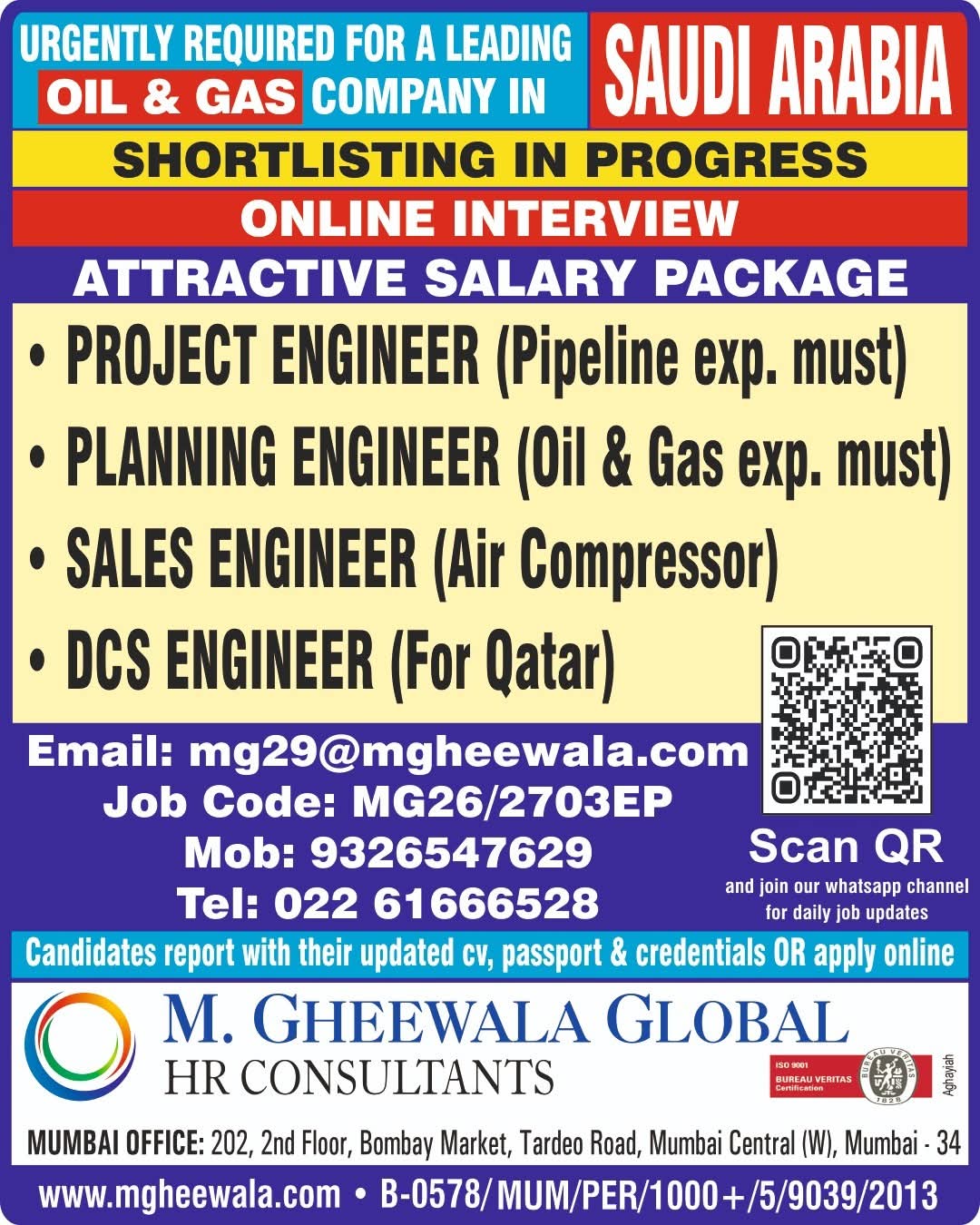 Urgent Requirement For Saudi Arabia