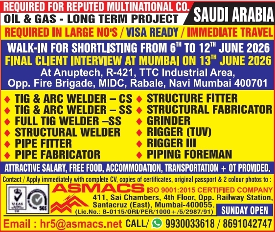 Urgent Requirement For Saudi Arabia